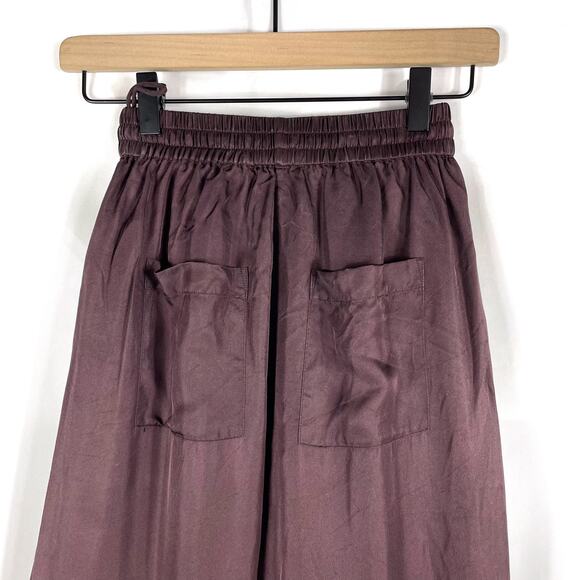 Silk Laundry Slouch Pull On Pants Brown Silk Elastic Waist Pleated‎ Ankle Sz XS - Picture 12 of 13